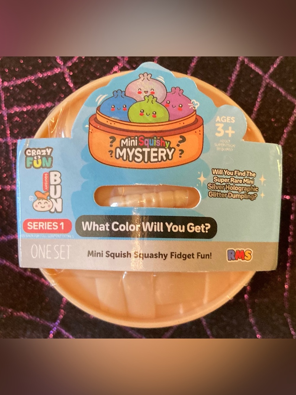 Unopened Mini Silver Holographic Glitter Squishy Mystery Dumpling By RMS